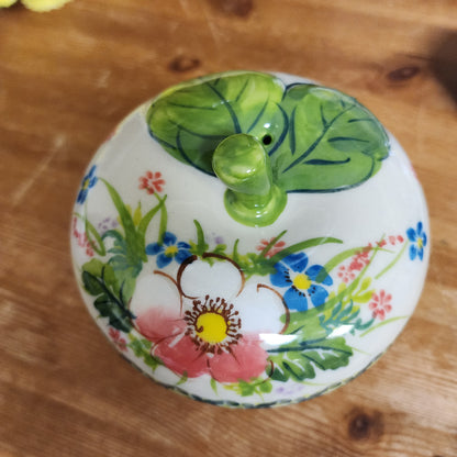 Apple Baker Jar 4.5" Pink flowers