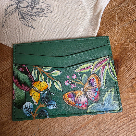 Anuschka ~ Credit Card Case Green Butterfly