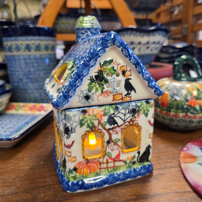 House #5 Crow & spider on blue roof  / Luminary