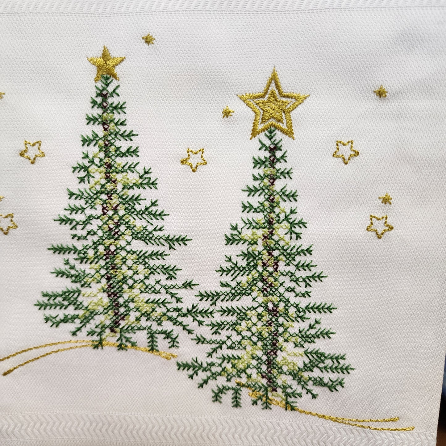 Towel - Pine Trees embroidered  Tea towel