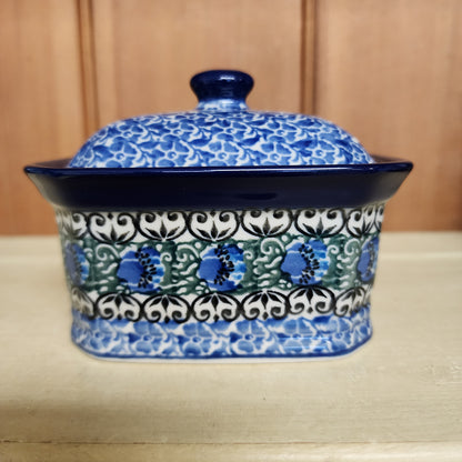 Covered Container   3.25"H x 3.5"W x 4.5"L    1513X ~ Peacock Feather