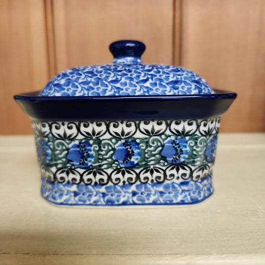 Covered Container   3.25"H x 3.5"W x 4.5"L    1513X ~ Peacock Feather