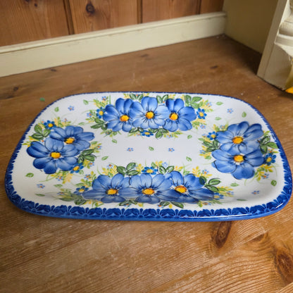 Platter 11"x8" Rectangular Blue / yellow