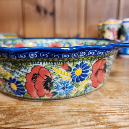 Baker 9"x2" / Round baker Fala w/tab handles/ 188 Red Poppy