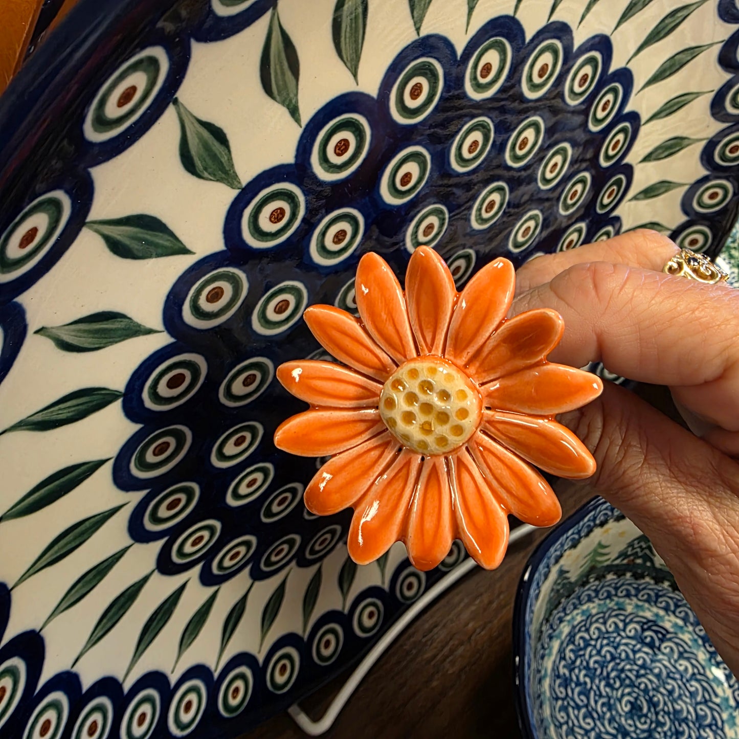 Ceramic Daisy Orange 4824