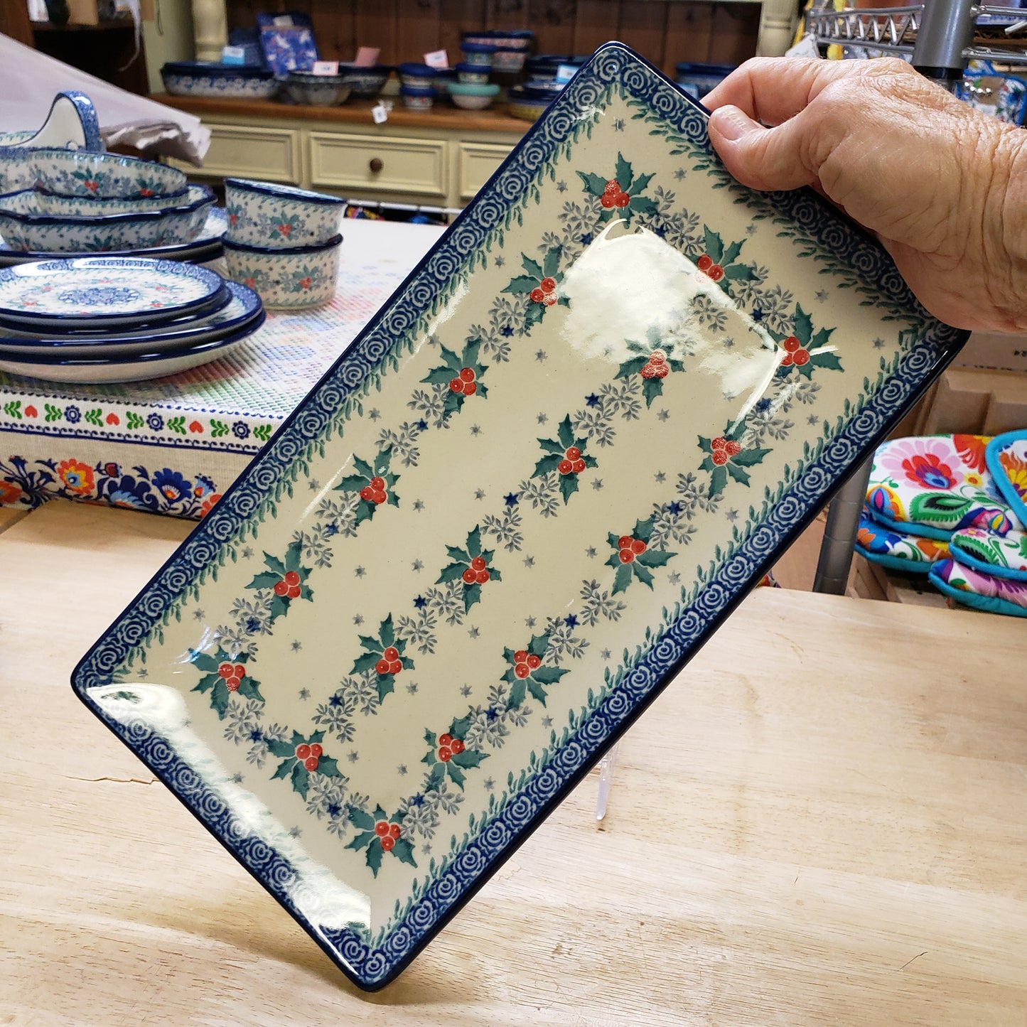 Rectangular Tray ~ 11.8x6.5" C26-2973X Winter Holly