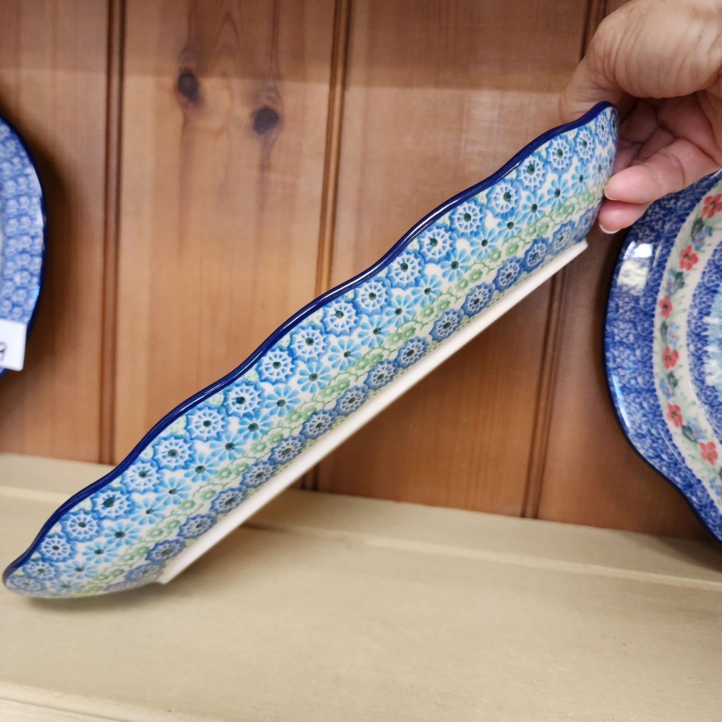 Tray   Scalloped Oval   6.25" x 12.5"   3274x Sea Glass