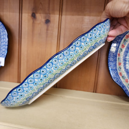 Tray   Scalloped Oval   6.25" x 12.5"   3274x Sea Glass