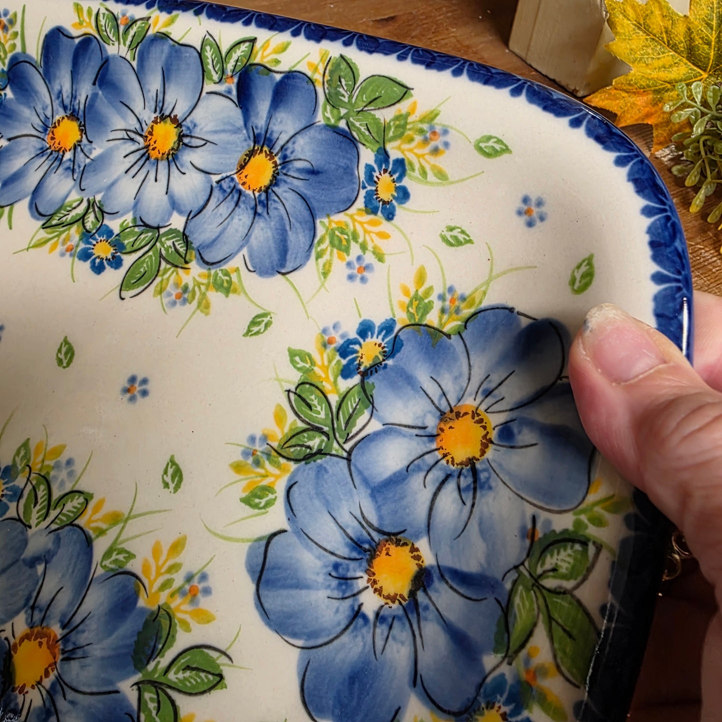 Platter 11"x8" Rectangular Blue / yellow