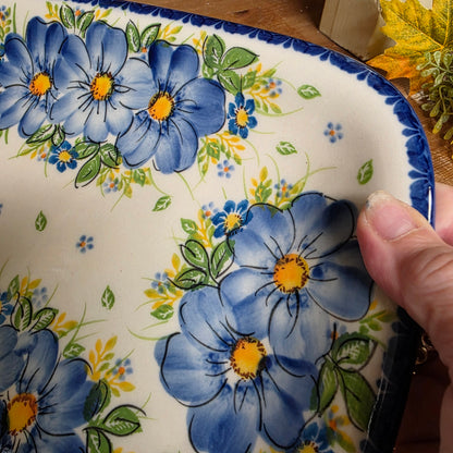 Platter 11"x8" Rectangular Blue / yellow