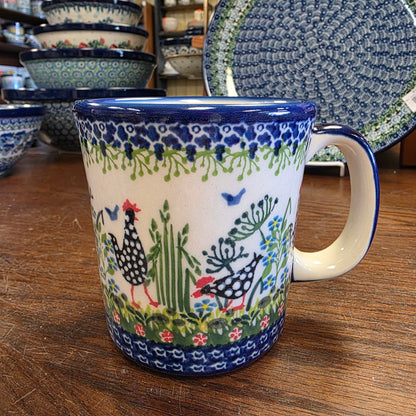 Mug 14 oz Black & White Chickens