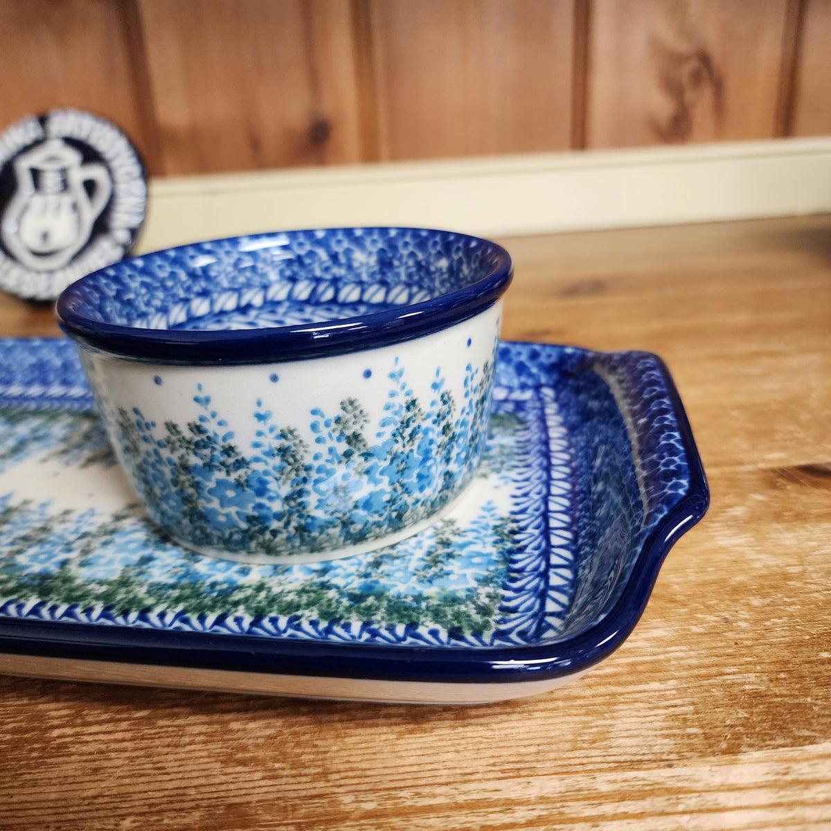 2 pc / Tray & Ramekin 3279X Virginia Bluebell