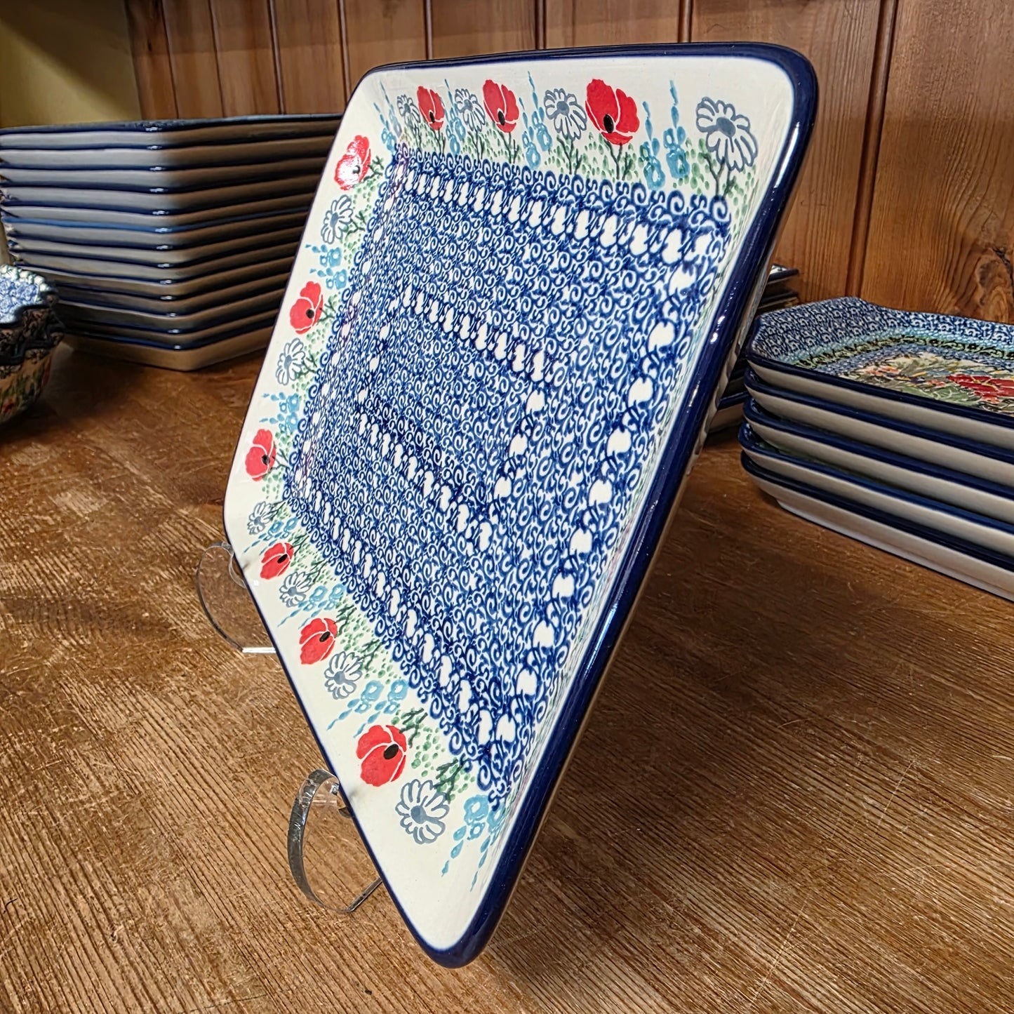 Platter   Rectangular   9.5" 111-2901X  Red Poppy Garden pf0526