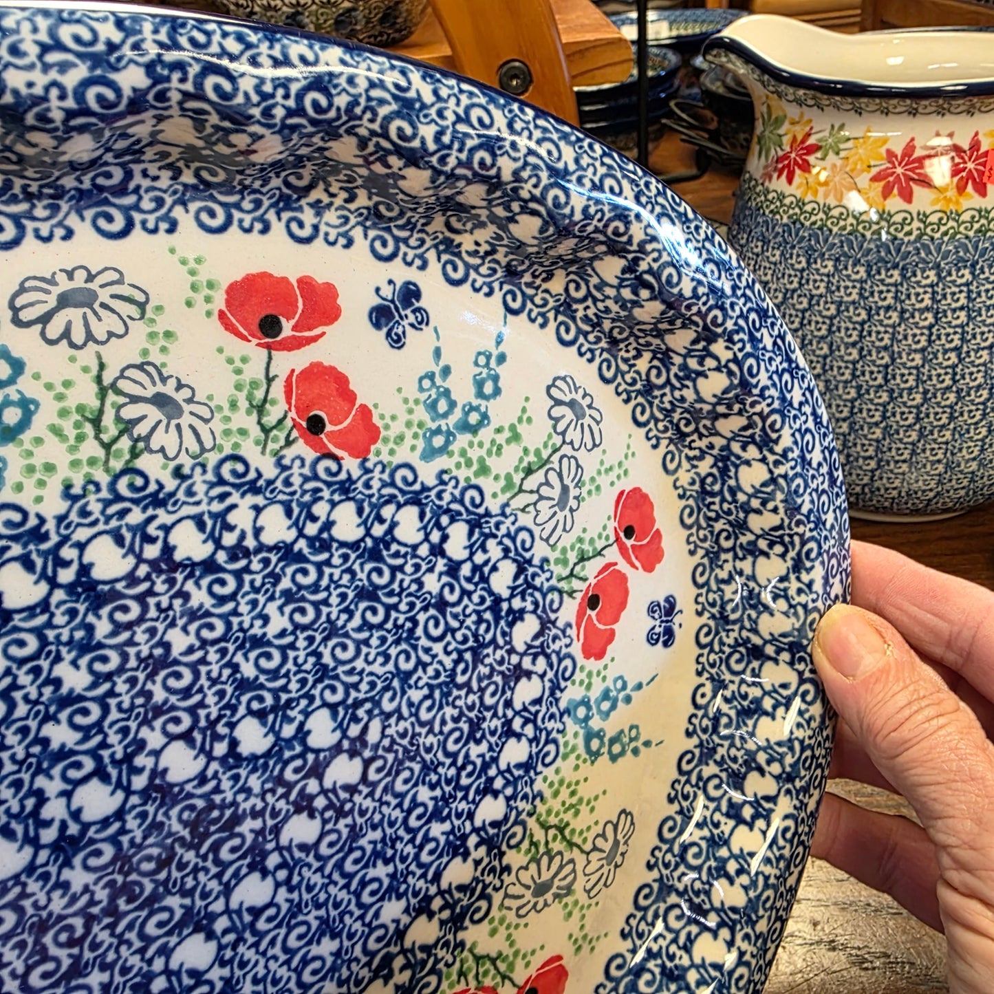 Platter   Oval   10' X 14.5"   2901X ~ Red Poppy Garden