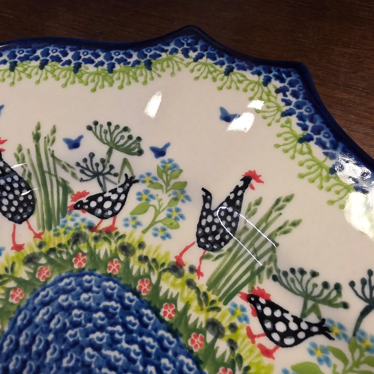 Platter 18"x12"  Black & White Chickens / Cezar large