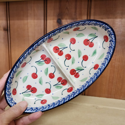 Dish ~ Divided Oval ~ Small 2715X ~ Cherry Pie