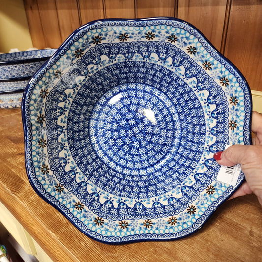 Bowl ~ Wavy Edge ~ Medium ~ 10" 692-2187X Blue Yonder  10 cups