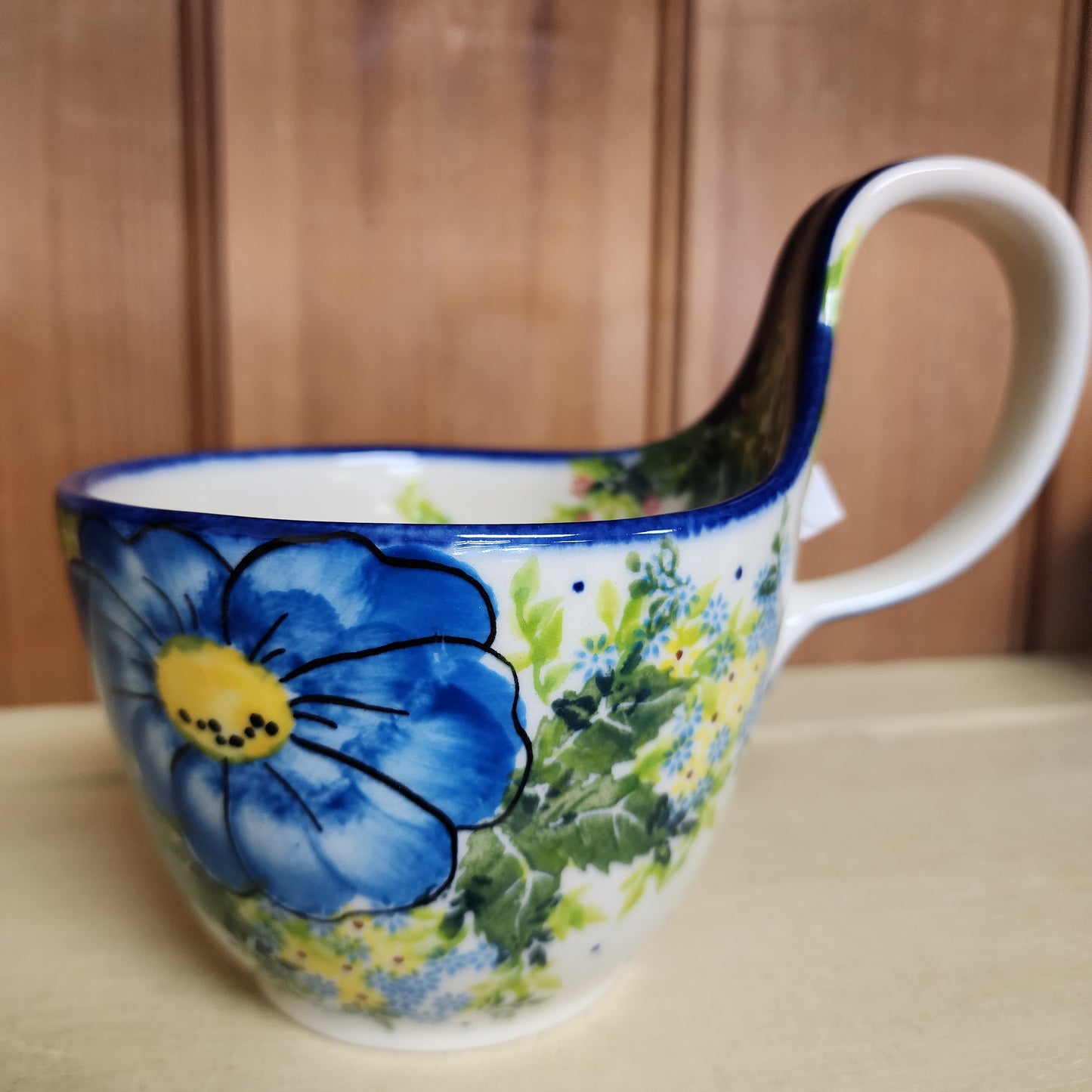 Bowl w/loop handle Blue / yellow