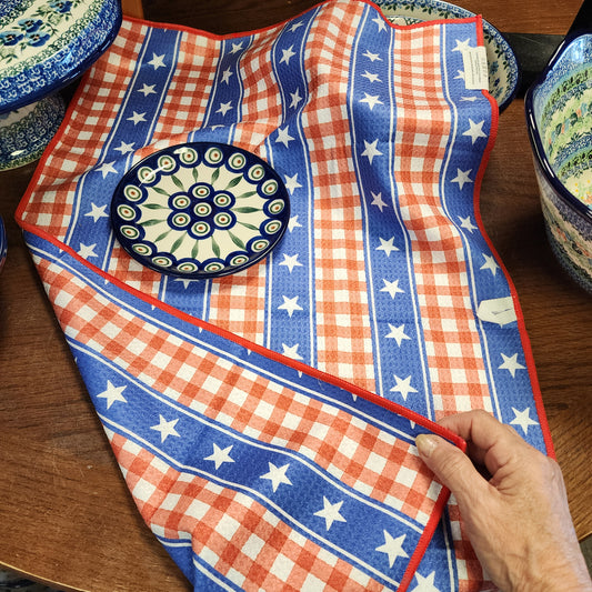 Towel / Poly Heritage Stripe: Double-Sided Washcloth: Blue/Red / Washcloth (12 in x 12 in)