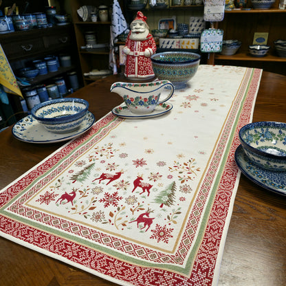Runner Ivory with red border Holiday 20" x 68" #4833