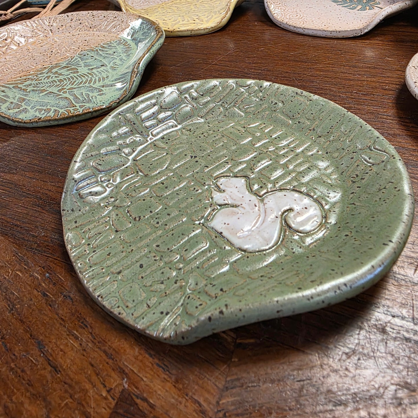 Spoon Rest ~ White Squirrel  **Not Polish Pottery**