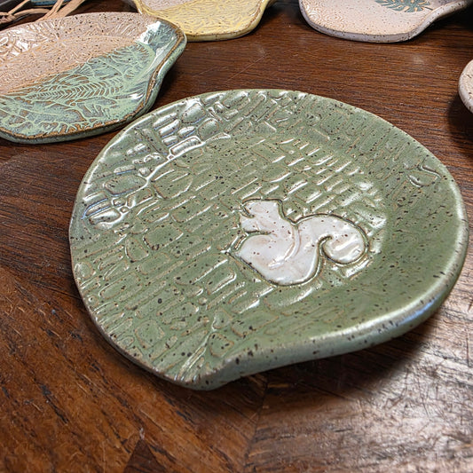 Spoon Rest ~ White Squirrel  **Not Polish Pottery**