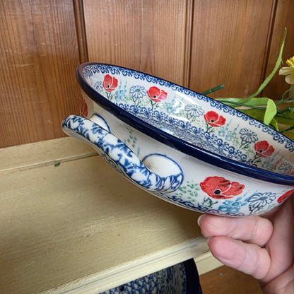 C40 ~ Round Baker w/handles - 6-3/4"    C40-2901X  Red Poppy Garden pf0526
