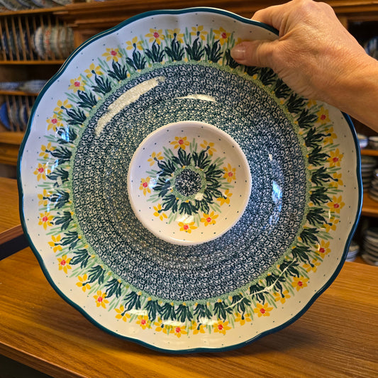 Bowl   Fluted Vegetable 12" x 2" Chip & Dip A23-2777Q  Daffodil pf0526