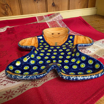 Gingerbread boy Plate Blue 9" x7"