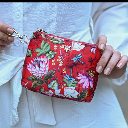 Anuschka ~ Fabric Pouch ~ Red ~ Tropical
