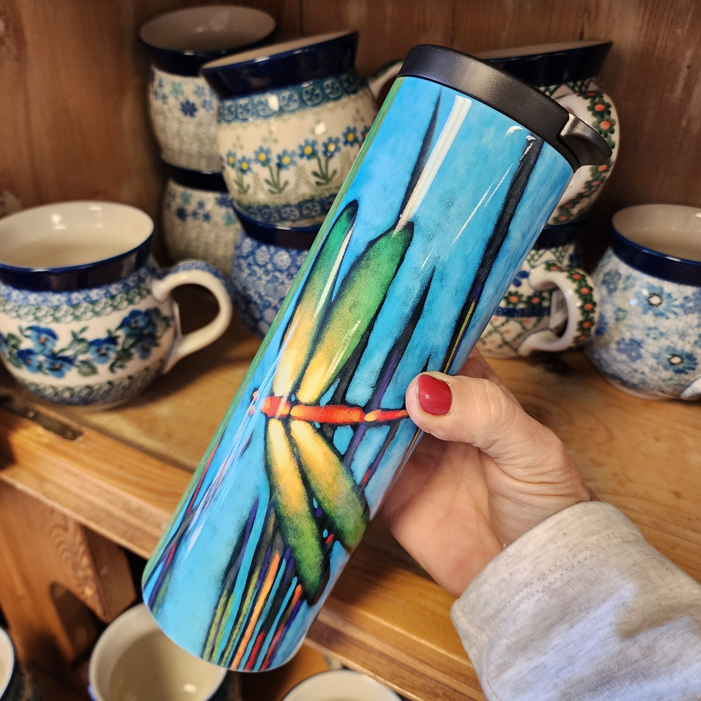 Tumbler / 17 oz  Dragonfly **NOT POLISH POTTERY