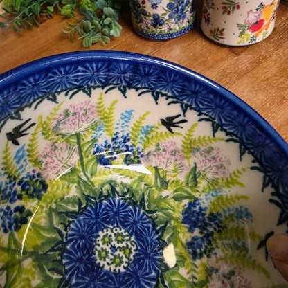 Bowl 5" / 12 oz ~ pink/blue / black birds