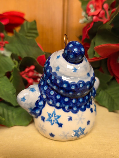 Snowman blue scarf / blue flakes (3")
