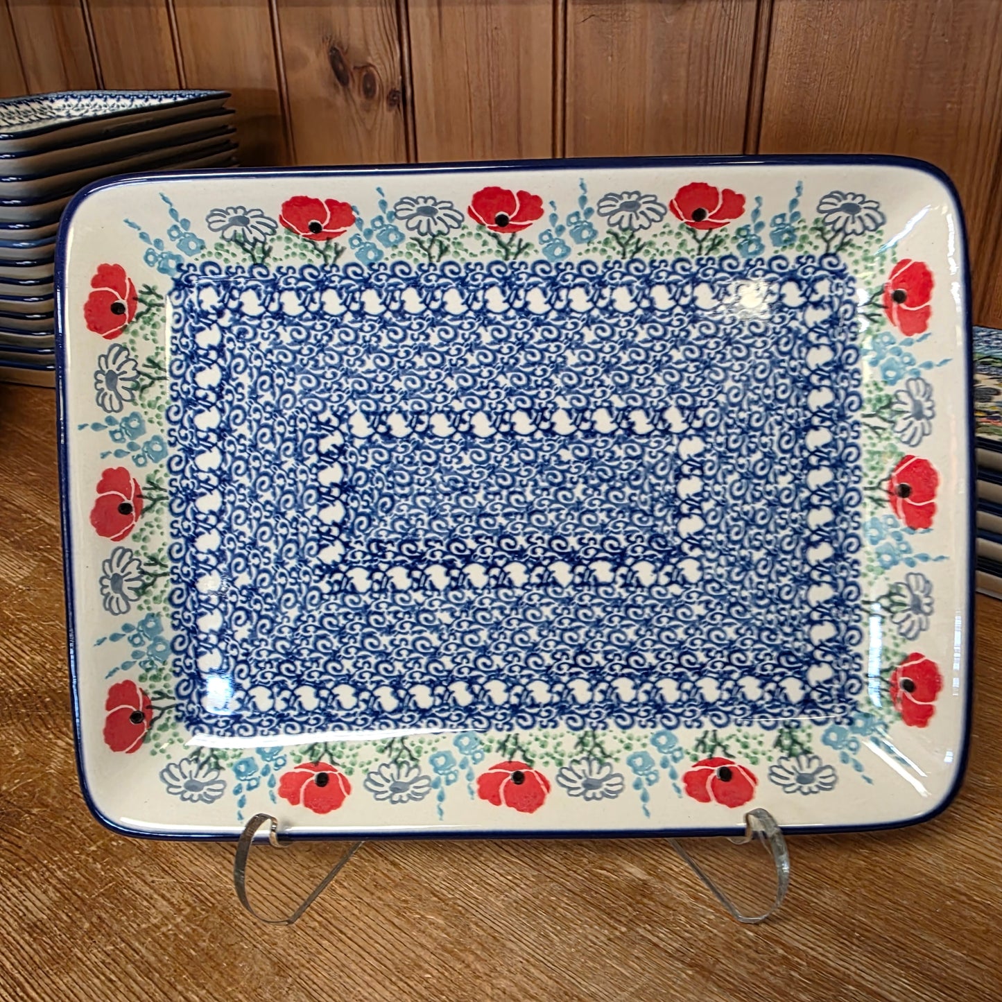 Platter   Rectangular   9.5" 111-2901X  Red Poppy Garden pf0526