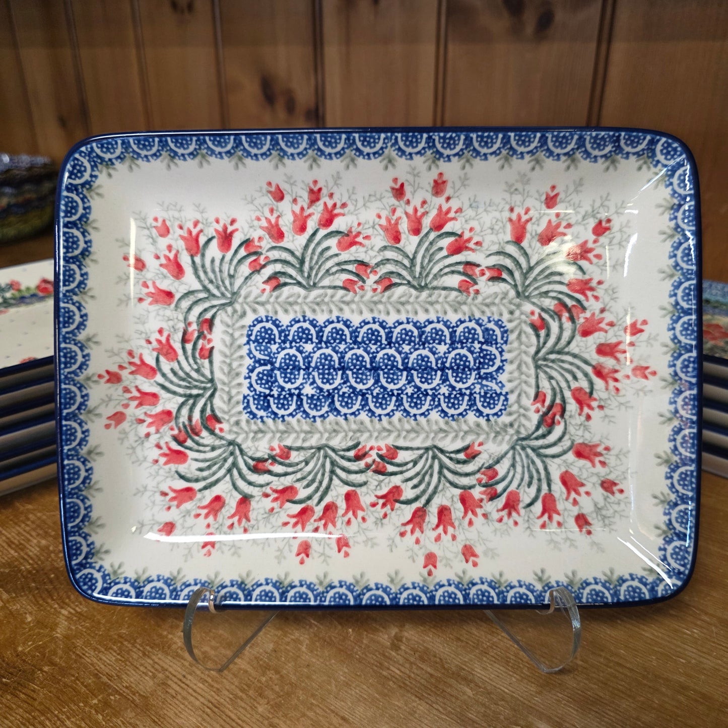 Platter Rectangular 9.5" x7" 111-1437X  Crimson Bells pf0526