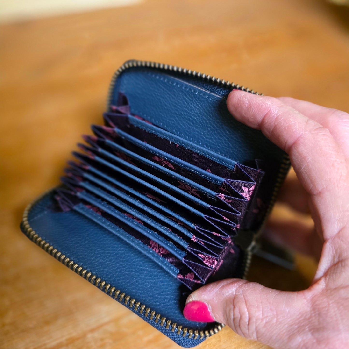 Anuschka ~ Accordion card holder / zip turtle fish