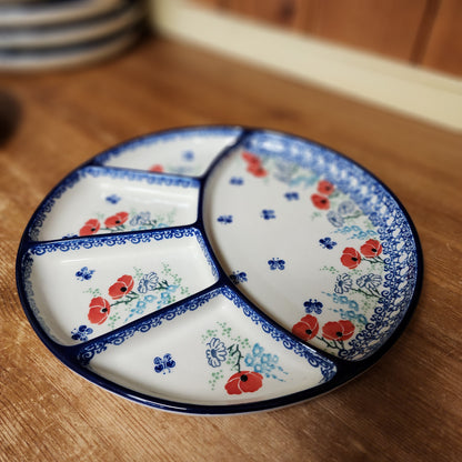 Plate ~ Divided Dish   10"  498-2901X  Red Poppy Garden pf0526