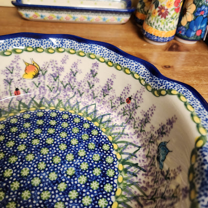 Baker 9"x2" / Round baker Fala w/tab handles/277 Lavender butterfly ladybug
