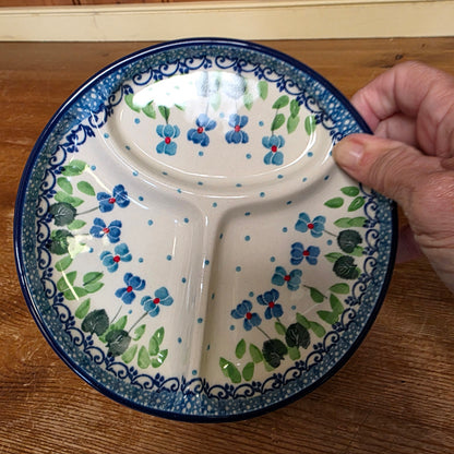 Divided Dish ~ 6.7" Round    D29-2668X  Dutch Iris pf0526