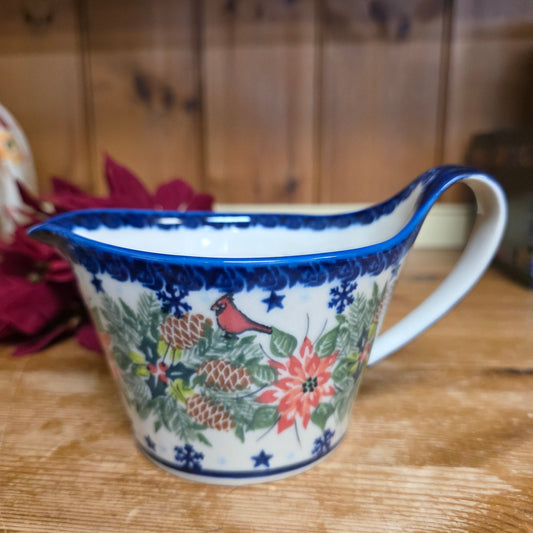 Gravy Dish loop handle Poinsettia cardinal 710