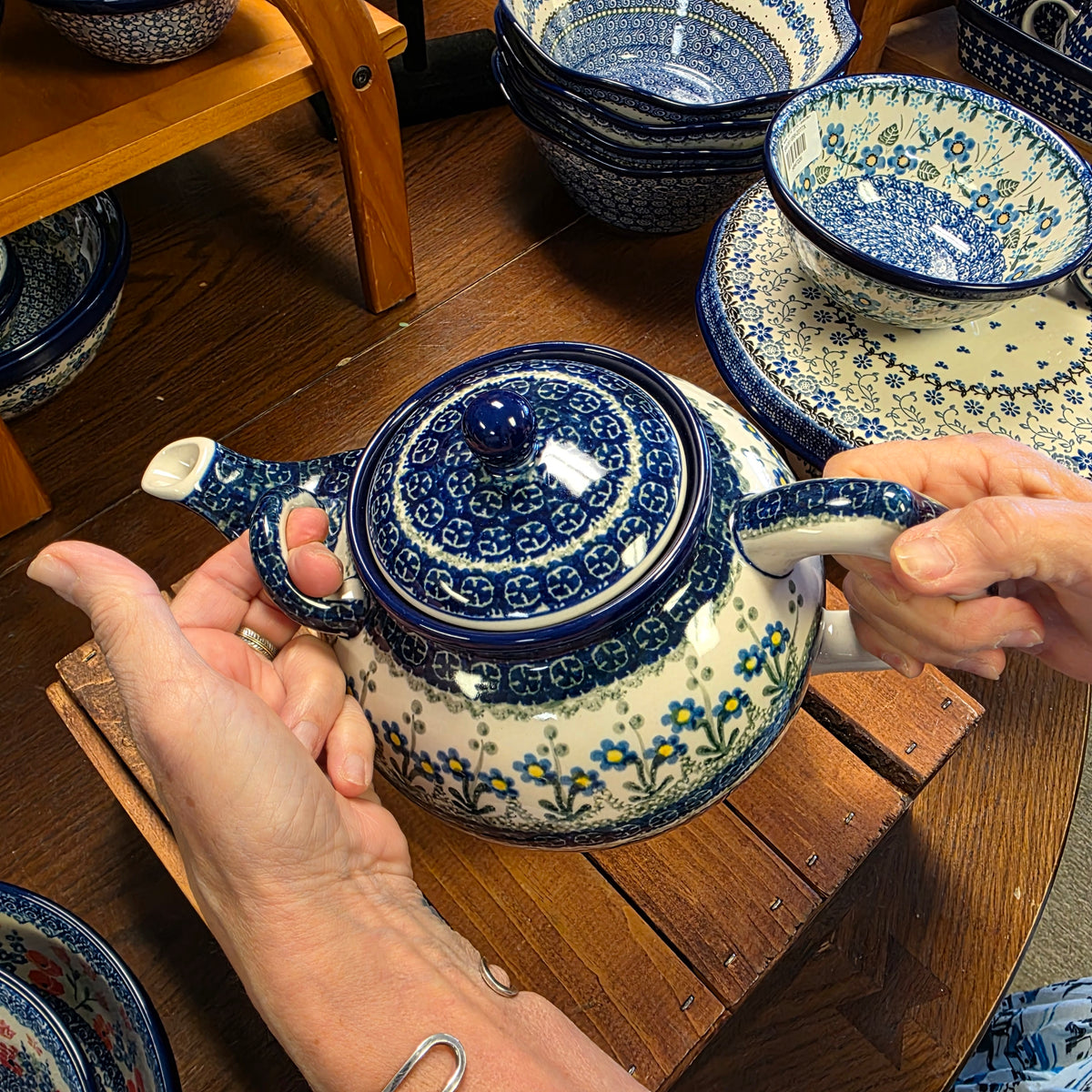 Teapot   1.75 Qt  444-0614X  Blue Spring Daisy pf0526