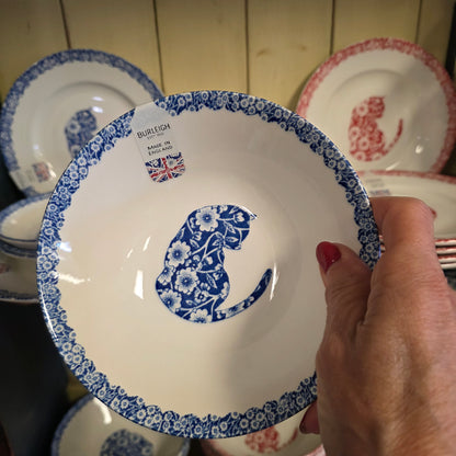 Burleigh ~ BLUE Bowl Calico Cat ~ 8 oz cereal bowl  *** NOT Polish Pottery