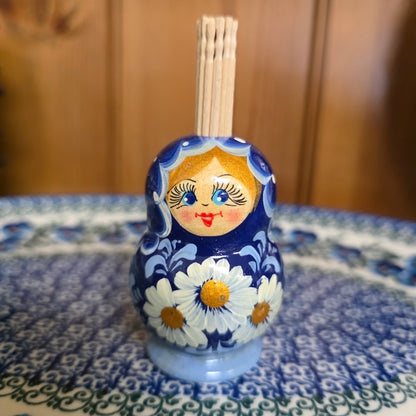 Wooden (A2 ~Blue/white) toothpick holder