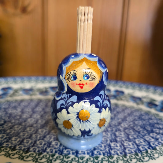 Wooden (A2 ~Blue/white) toothpick holder