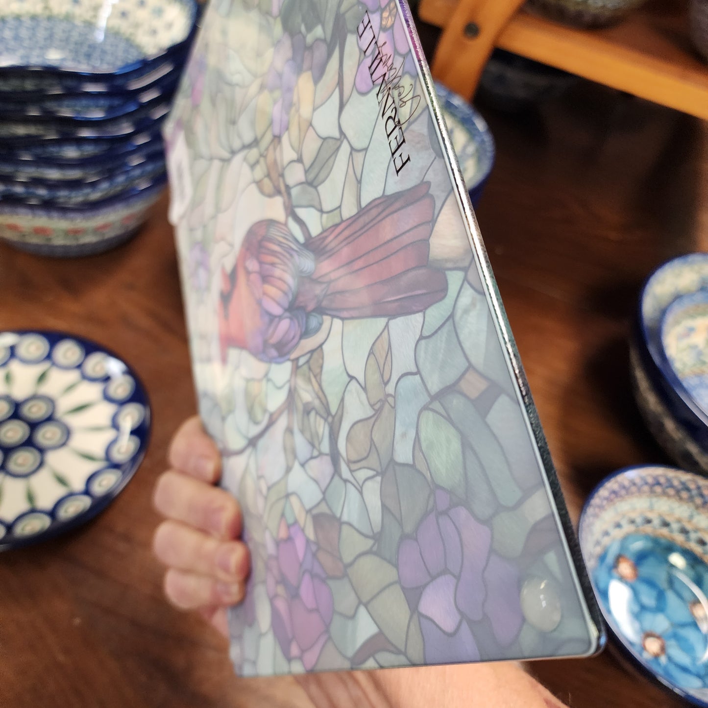 Cutting Board: Cardinal Floral mosaic 8 x 11 Inch  Tempered Glass
