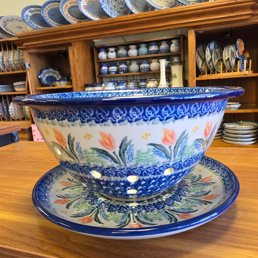 Berry Bowl w/ Saucer   8"W  470-3371X  Signs of Spring pf0526