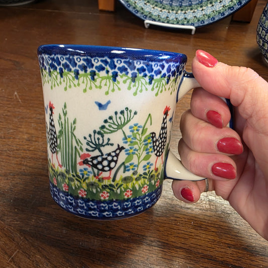 Mug 14 oz Black & White Chickens