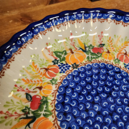 Pie Fluted ART1  1236    (10"x1 3/4") corn pumpkin leaves