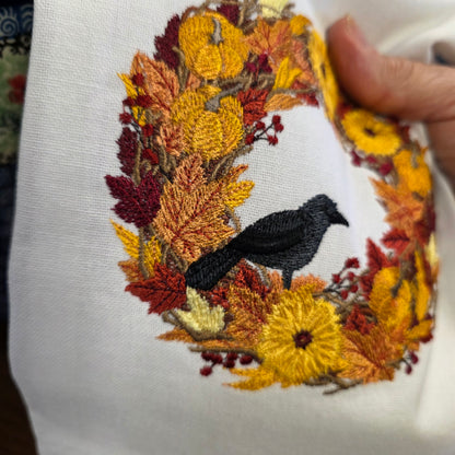 Towel ~ Wreath Tea Towel with Crow