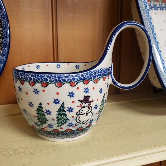 Bowl w/ Loop Handle ~ 16 oz 845-U4661  Snowman T Liana